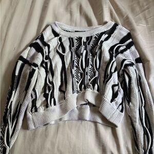 Forever 21 Black and White Crew Neck Sweater